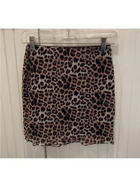 Womenβs Sexy Bodycon Leopard Print Min Skirt With Lettuce Trim - Size Small